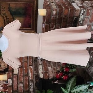 Sandro Paris Blush Pink Fit & Flare Knit Dress Short Sleeve A-Line